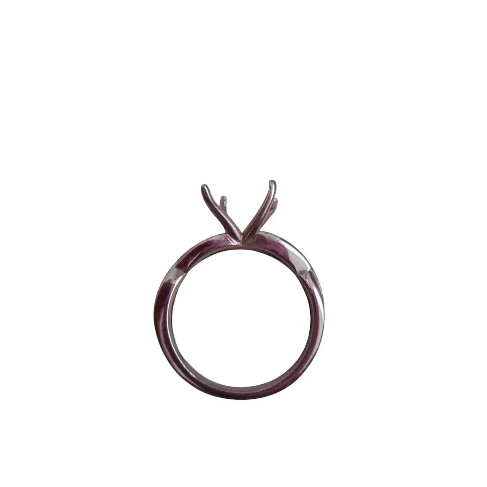 Curve Ring Band 18K White Gold Plated Solitaire NO STONE - READ Sz 6.5 - Picture 6 of 6